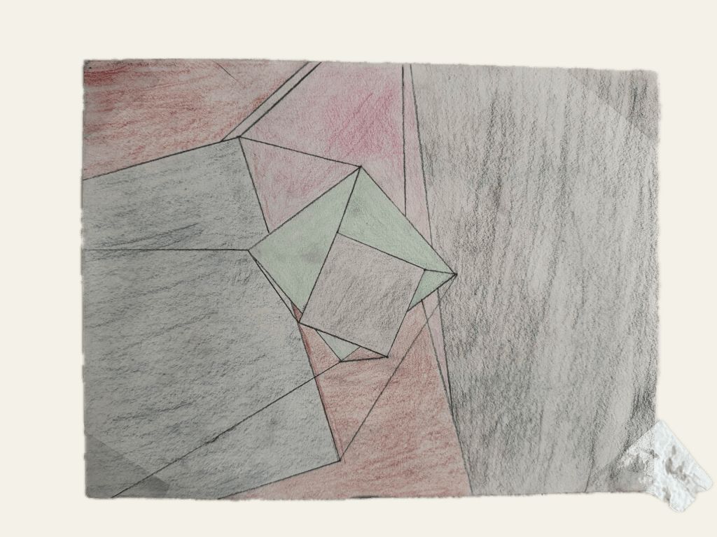 Rooftops, a pencil drawing by Akku (2024)